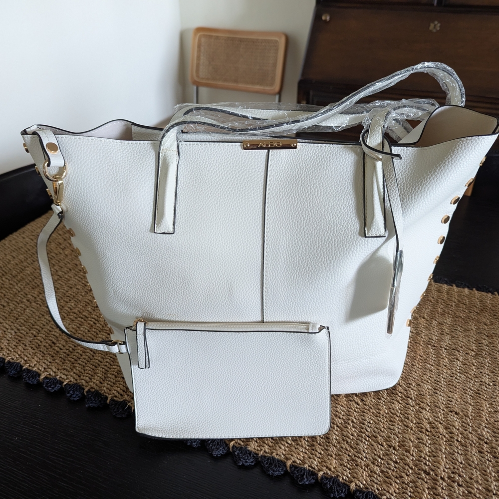 New ALDO White Tote Bag with Pouch